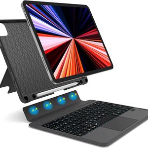 Funda con Teclado Móvil de Cuero PU con Retroiluminación RGB de 7 Colores, Bluetooth 5.1, Panel Táctil y Soporte para Lápiz para iPad Air de 10.5 Pulgadas, de Alta Calidad - Product Image 1