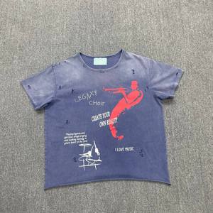 <span class=keywords><strong>T</strong></span>-<span class=keywords><strong>shirt</strong></span> casual personalizzata con stampa serigrafica sfumata effetto slavato, traspirante, in maglia larga, con lettere in strass e dettagli distressed - Product Image 1