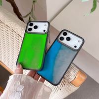 Funda de Teléfono con Arena Líquida Fluorescente Brillante para iPhone 18 17 16 15 14 13 Pro Max, Funda de Teléfono de Lujo con Arena Líquida Luminosa