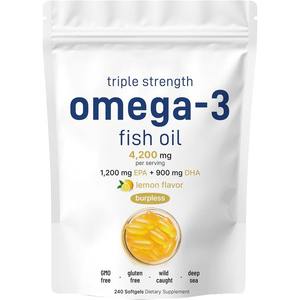 Kapsul Softgel Omega-3 Triple Strength 2500mg dengan EPA <span class=keywords><strong>DHA</strong></span> Vitamin D3 K2 Q10 Astaxanthin Mendukung Kesehatan Jantung, Otak, dan Imunitas - Product Image 1