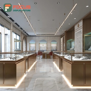 Vitrina de Joyería de Alta Visibilidad para Centro Comercial, Vitrina de Vidrio para Joyería con Marco de Madera - Product Image 1