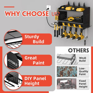 Almacenamiento de herramientas eléctricas multiusos de servicio pesado mejorado 7 soportes de taladro estación de carga de montaje en pared para organización de garaje - Product Image 4