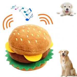 Fabbrica diretta <span class=keywords><strong>Pet</strong></span> squittio giocattoli basso MOQ all'ingrosso patatine fritte di peluche Pizza <span class=keywords><strong>Hamburger</strong></span> imbottito cuscino cigolante cane giocattoli - Product Image 2