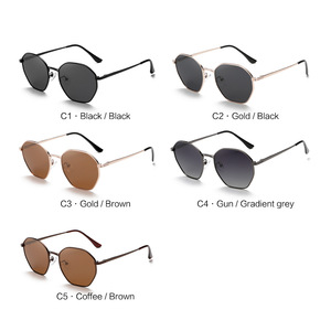 Lunettes de soleil polygonales pour hommes, monture intégrale, verres TAC, protection UV400, couleurs or, noir, marron, style conduite - Product Image 2