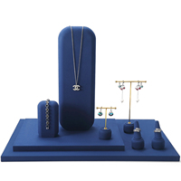 Présentoirs buste bleus pour bijoux : organisateurs pour bagues, colliers, boucles d'oreilles, bracelets, montres – Idéal pour comptoir