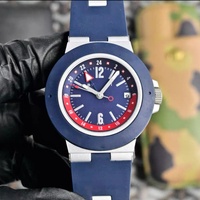 Montre de luxe automatique mécanique pour homme, analogique, avec breloque pièce de monnaie, chronographe 40 mm, en aluminium, double fuseau horaire, finition mate, résistante à l'eau 100M