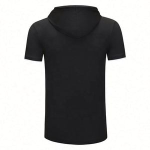 Hoodie Homme Grande Taille à Manches Courtes Style Hip Hop en Noir et Blanc, Tricoté, Écologique, Anti-rétrécissement, Imprimé, Tendance Estivale - Product Image 6