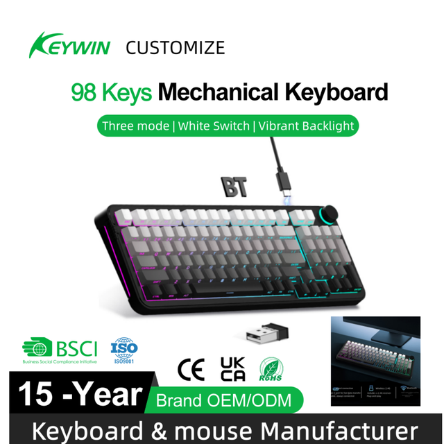 Factory New OEM 98 Keys Gradient RGB Mechanical Gaming Keyboard 98 Keys Tri-mode Hotswap Anti-ghost Mechanical Gaming Keyboard