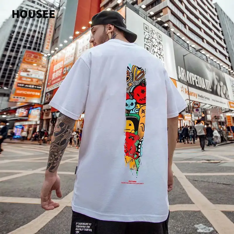 In Stock Printing Mens T Shirt Street Hip Hop Graffiti Short-sleeve Fashion Tee Shirts for Men Stylish 2022 T-shirt