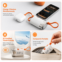 Mini chargeur d'urgence en forme de capsule 10000mAh 22.5W, chargeur rapide avec prise Type-C intégrée, batterie externe portable avec support de téléphone pliable OEM