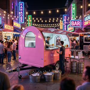 Etodevice Roundness Ice Cream Push Cart Hotdog Cart Mobile Food Trailer - Product Image 1