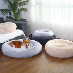 Venta caliente de felpa suave y calmante Donut cama de perro moda goteo lavable <span class=keywords><strong>Extra</strong></span> grande perro sofá gato cama redonda para mascotas - Product Image 2