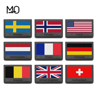 Set Hadiah OEM Dompet Kartu Kulit PU Anti RFID dengan Embos Bendera USA, Minimalis Tipis untuk Saku Depan, Dompet Kartu Kredit Custom