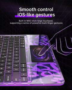 Custodia Trasparente con Tastiera per <span class=keywords><strong>iPad</strong></span> Air 11 pollici/<span class=keywords><strong>iPad</strong></span> 10a generazione 10.9 pollici (2022) con Tastiera Retroilluminata, Touchpad, Supporto Girevole a 360° e Porta Matita - Product Image 5