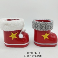 Bottes de Noël rouges en forme de pot de fleurs de Noël en céramique