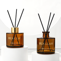 Bouteille diffuseur en verre ambré 50ml 100ml 150ml 200ml 250ml avec bouchon en bois, contenant diffuseur d'arômes de luxe, emballage pour parfum d'intérieur