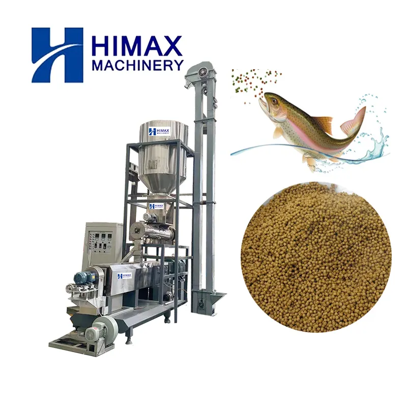 Himax 1-3 टी प्रति घंटे अस्थायी मछली फ़ीड extruder सूखी मछली फ़ीड उत्पादन लाइन मछली खाद्य उपकरण