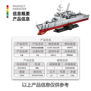 WANGE 5511 1:32 Destroyer Sous-marin MOC Modèle Boîte de blocs de construction à petites particules - Product Image 3