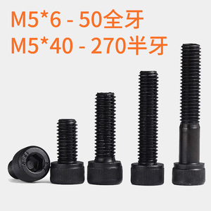 Vis hexagonale interne M5, filetage complet, filetage partiel, M5x6 50, M5x40 270, revêtement noir - Product Image 4