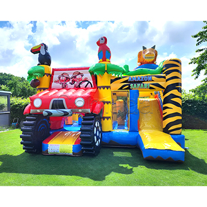 Château <span class=keywords><strong>gonflable</strong></span> pas cher <span class=keywords><strong>Amazon</strong></span> Safari avec <span class=keywords><strong>toboggan</strong></span> intégré, thème animaux de la forêt, pour fêtes de rue, avec souffleur d'air - Product Image 3