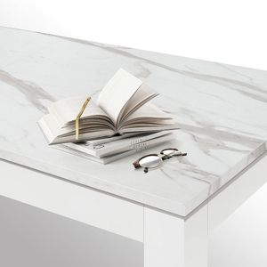 Diego Extendable <b>Table</b> Statuary White Laminate <b>Top</b> Melamine Base Indoor <b>Dining</b> - Product Image 5