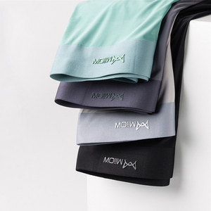 <span class=keywords><strong>Slip</strong></span> Boxer traspiranti senza tracce da <span class=keywords><strong>uomo</strong></span> in tinta unita senza soluzione di continuità in seta di ghiaccio ODM fornitura di Spandex/materiale in Nylon Logo sulla vita per adulti - Product Image 1