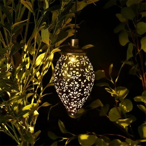 Lampe solaire à pendentif en forme de goutte d'eau en métal, pour jardin extérieur, paysage, décorations festives - Product Image 2