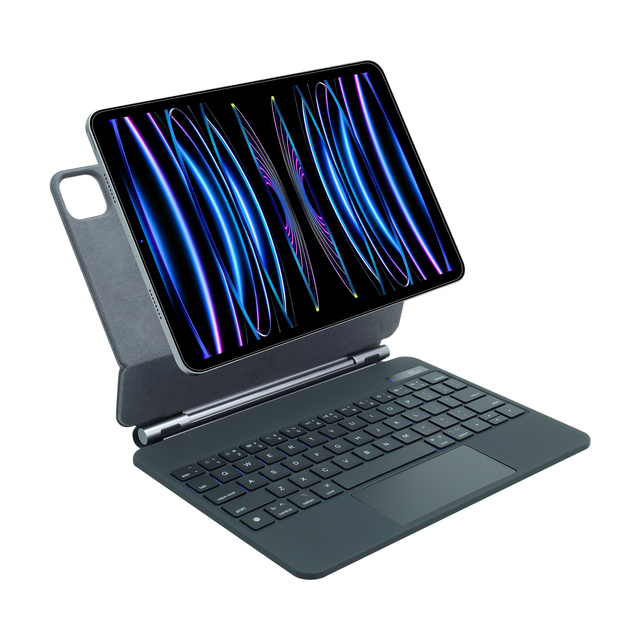 Wireless Rechargeable Magic Keyboard for iPad Pro 12.9 for Bluetooth Trackpad Type-C Leather Material with Magnet Adsorption