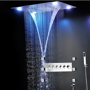 Photographie ohm — kit de robinetterie thermostatique de douche, salle de bains, mélange en Mode pluie, immersive cinq étoiles