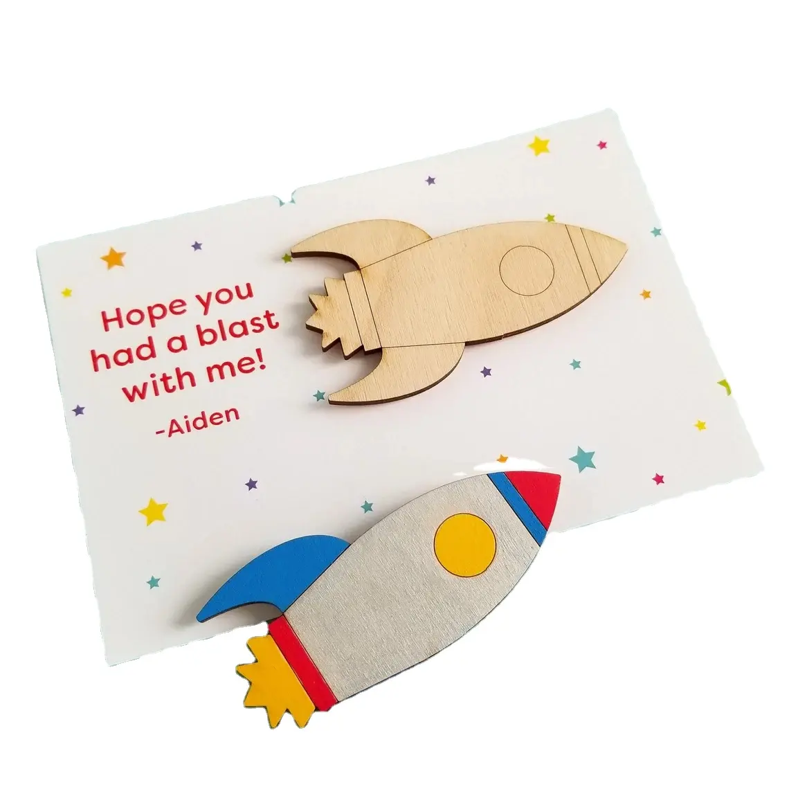 Unique Gift Ideas Space party rocket ship cardboard diy painting kit custom kid birthday gift paint your own magnet