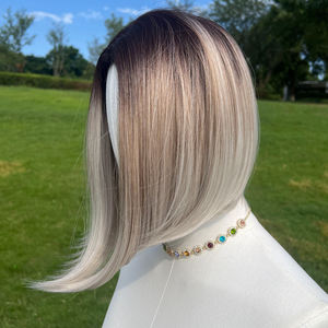 Kısa düz Bob sentetik sentetik peruk kahverengi sarışın degrade kadın Peruque mahkemeler corcas Corta Perucacurta - Product Image 1