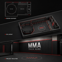 Ensemble de tapis de gym MMA personnalisés avec tapis de sol déroulables, cage octogonale, sac de frappe pour BJJ, karaté, jiu-jitsu, dojo (Matériaux certifiés)