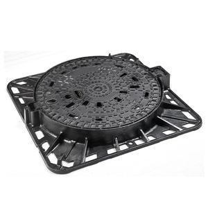 VUÔNG bên ngoài và tròn bên trong nắp hố ga sắt dễ uốn nắp hố ga không khí lỗ đen sơn bitum en124 D400 gang - Product Image 1