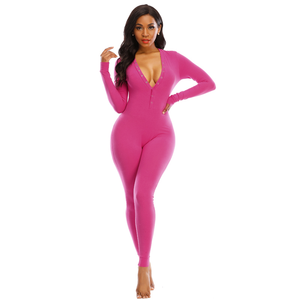 Cotton <strong>Onesie</strong> Pyjamas <strong>With</strong> Butt <strong>Flap</strong> for Sexy Women Night Wear Solid Color Women's Sleepwear Pajamas - Product Image 6