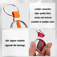 Porte-clés rotatif en métal avec logo personnalisé et sangle en cuir PU, porte-clés rond vierge pour la promotion d'entreprise, cadeau d'entreprise
