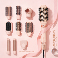 Ensemble de brosses sèche-cheveux professionnelles ENZO 9 en 1, outil de coiffage multifonctionnel, volumateur, peigne à air chaud, lisseur, boucles pour cheveux