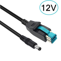 Cable USB de 8 Pines y 12V con Conector DC 5.5x2.1mm, Alta Potencia, Revestimiento de PVC, para Terminales POS y Escáneres de Código de Barras