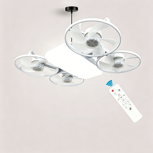Lampada <span class=keywords><strong>Ventilatore</strong></span> a Soffitto a LED E27 Pieghevole <span class=keywords><strong>con</strong></span> Telecomando e Dimmer, Design Moderno a Forma di Drone per Casa - Product Image 1