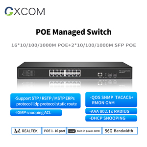 Conmutador PoE para videovigilancia, conmutador de red Ethernet de fibra de 48v, 2 Sfp, 10/100/1000m, Gigabit completo gestionado, 4, 8, 16, 24 y 48 puertos, OEM/ODM