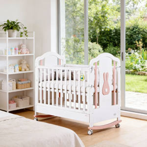 Nueva Cuna de Madera de Pino Sólido Blanca para Bebé, Cuna de Madera para Niños con Ruedas y Cajones de Almacenamiento - Product Image 3