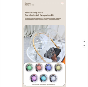 Lit de lavage automatique pour spa capillaire avec massage relaxant, circulation d'eau, chauffage, pompe et lavabo - Product Image 6