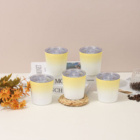 Tasses à café réutilisables en acier inoxydable à double paroi de 8 oz et 12 oz avec couvercle, gobelet isotherme de voyage recyclable avec revêtement en céramique