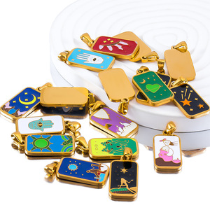 Pendentif carré en acier inoxydable Mingx, haute résistance <span class=keywords><strong>des</strong></span> couleurs, finition or 18 carats par procédé d'huile, accessoire DIY unique et de niche. - Product Image 4