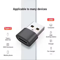 Precio de fábrica Aleación de aluminio Tipo-C Hembra a USB 2,0 Adaptador macho OTG Tipo C Adaptador de cargador rápido para teléfono móvil