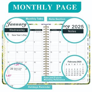 Agenda Semanal en Inglés 2025, Libreta de Horarios, Tamaño B5/A6, Cuaderno Espiral con Cubierta de PP, Encuadernado Cosido con Hilo, Libreta de Planificación - Product Image 4
