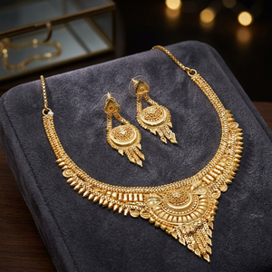 Venta al por mayor de joyas de diseño floral tradicional chapado en oro de 14K 18K 24K, collares de formación, conjunto de collares de moda rellenos de oro de latón. - Product Image 1