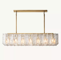 Lustre Moderne Linéaire en Verre Rectangulaire Long pour Cuisine, Salle à Manger et Villa – Suspension Tambour Superposée