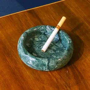 Future Nordic Luxury Natural Indian Green Marble Stone Cigar Ashtray For Home Hotel Living Room Creative Office Room