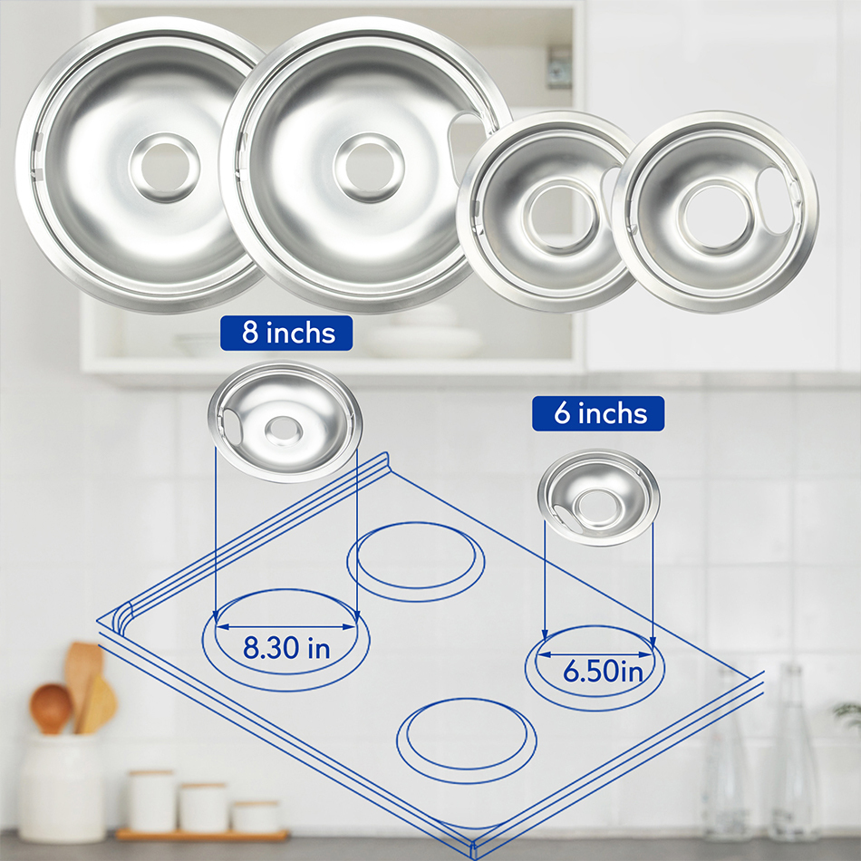 Replacement Drip Pans For Electric Stove – Fits Whirlpool, Kenmore, Maytag 6" & 8" Burners - View #8