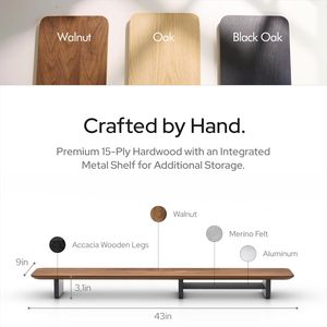 Riser Màn hình kép với kệ kim loại tích hợp-Kệ để bàn bằng gỗ cho đầu bàn-Kệ đứng Màn hình Kép (Quả óc chó) - Product Image 2